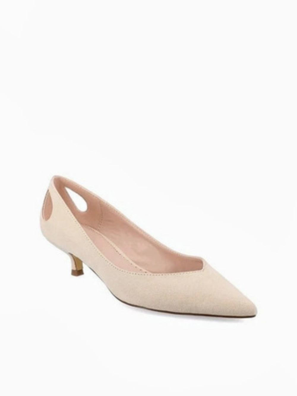 Journee Collection Goldie Kitten Heel Pointed Toe Pumps in Nude